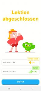 Duolingo Übengen - Lektion abgeschlossen